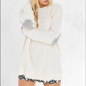 Bdg cream oversized elbow patch sweater S